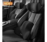 Oreiller de cou de voiture en mousse à mémoire de forme, protection lombaire du dos, coussin respirant pour appui-tête de voiture, soulage le Stress, oreiller de siège de voiture Black Headrest