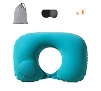 Oreiller de cou gonflable en forme de U - Modèle de flocage de voyage portable avec système de gonflage intégré - Pliable en 15 secondes - Compact - Élasticité réglable - Valve d'aération cachée