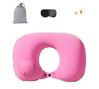 Oreiller de cou gonflable en forme de U - Modèle de flocage portable - Avec système de gonflage intégré - Charge rapide en 15 secondes - Pliable - Compact - Élastique - Valve d'aération cachée