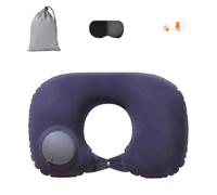 Oreiller de cou gonflable en forme de U - Modèle de flocage portable - Avec système de gonflage intégré - Pliable en 15 secondes - Design compact - Élasticité réglable - Valve d'aération dissimulée