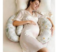 Oreiller de grossesse 2-en-1 - Mousse à mémoire de forme douce pour un soutien complet du corps pour les dormeurs sur le côté, le dos, le ventre, les hanches et les jambes Taille UniqueTout ImpriméPol