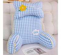Oreiller de Lecture avec Accoudoirs et Support de Cou, Coussin Lombaire Ergonomique, Housse Amovible, Idéal pour Lit et Canapé (Bleu, 30 * 25.6 in)