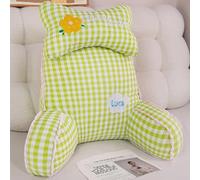 Oreiller de Lecture avec Accoudoirs et Support de Cou, Coussin Lombaire Ergonomique, Housse Amovible, Idéal pour Lit et Canapé (Vert, 30 * 25.6 in)