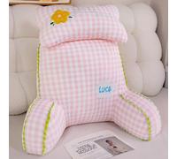 Oreiller de Lecture avec Accoudoirs et Support de Cou, Coussin Lombaire Ergonomique, Housse Amovible, Idéal pour Lit et Canapé (Rose, 25.6 * 21.7 in)