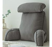 Oreiller De Lecture avec Accoudoirs,Oreiller Lombaire,Coussin De Dos De Lit,avec Repose-Nuque,avec Fermeture éclair,avec Poche,Amovible - 75×40×50cm/29.5×15.75×19.7″