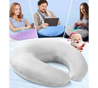 Oreiller de lecture pour lit adulte et enfant : coussin de bureau pour s'asseoir dans le lit/sol - Oreiller compact de soutien des bras pour lire/jeux/travail/crocheter améliore la posture (Gris)