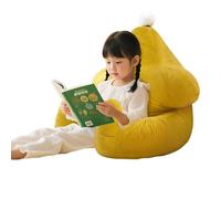 oreiller de lecture pour lit enfants, reading pillow en velours côtelé avec accoudoirs et poches, coussin de lecture pour lit ou canapé, coussin lecture avec housses amovibles et lavables, jaune, S