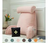 Oreiller de Lecture pour Lit ou Canapé,Coussin de Lecture avec Accoudoirs,Oreiller de Dossier de Lit pour Lit,Oreiller Lecture/Coussin Support Lombaire avec Sac de Rangement pour Travailler,Jouer