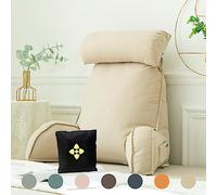 Oreiller de Lecture pour Lit ou Canapé,Coussin de Lecture avec Accoudoirs,Oreiller de Dossier de Lit pour Lit,Oreiller Lecture/Coussin Support Lombaire avec Sac de Rangement pour Travailler,Jouer