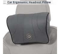 Oreiller De Tête De Voiture Ergonomique Confortable Coussin De Soutien Cervical En Cuir Nappa Et Mousse À Mémoire Largeur Réglable 1 Pcs Pour Conduire Voyager gris