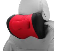 Oreiller De Tête De Voiture Ergonomique Confortable Coussin De Soutien Pour Le Cou En Tissu De Soie Au Lait Et Mousse À Mémoire Bande Ajustable Largeur Lot De 1 Pour La Conduite Noir rouge