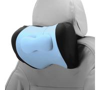 Oreiller De Tête De Voiture Ergonomique Confortable Coussin De Soutien Pour Le Cou En Tissu De Soie Au Lait Et Mousse À Mémoire Bande Ajustable Largeur Lot De 1 Pour La Conduite Noir Bleu