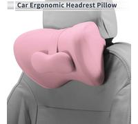 Oreiller De Tête De Voiture Ergonomique Confortable Coussin De Soutien Pour Le Cou En Tissu De Soie Au Lait Et Mousse À Mémoire Bande Ajustable Largeur Lot De 1 Pour La Conduite Rose