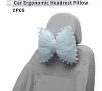 Oreiller De Tête De Voiture Ergonomique Confortable Coussin Soutien Pour Cou Oreiller Siège Voiture Mousse À Mémoire Pelucheuse Largeur Ajustable Bleu 2 Pièces Conduire Voyager