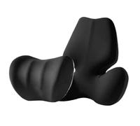 Oreiller de voiture, coussin repose-tête, 20,08 x 17,32 x 4,72 cm, support lombaire, mousse à mémoire de forme hautement élastique, dos ergonomique, noir, lot de 2 pièces, pour conduite confortable