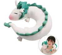 Oreiller de Voiture Voyage Spirited Away Haku Dragon pour cervicales en forme de joli petit dragon d'animation japonaise Chihiro blanc