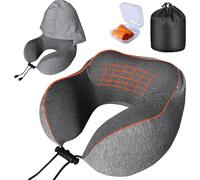 Oreiller De Voyage Avec Capuche, Oreiller Cervical De Voyage Pour Le Cou, Coussin De Voyage Pour Le Cou, Oreiller Viscoélastique Cervicale Avec Bouchons D'oreille.