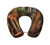 Oreiller de voyage en forme de U avec imprimé Old Street italien, entretien facile, bureau, détente, maison, camping