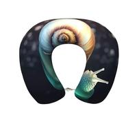 Oreiller de voyage en mousse à mémoire de forme à motif escargot scintillant - Oreiller cervical confortable en forme de U pour dormir, soutien de la nuque et de la tête, oreiller de voyage portable e