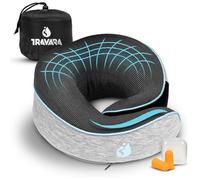 Oreiller de voyage en mousse à mémoire de forme pour le cou, le soutien de la tête, Bouchons d'oreille et Sac de Transport Inclus