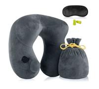 Oreiller de voyage gonflable - Jucnuz - avion voiture bus relaxation long trajet sommeil kit complet masque boules quies lot somme