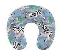 Oreiller de voyage militaire en forme de zèbre et de feuilles de palmier, repose-nuque, oreiller de soutien du cou en mousse à mémoire de forme, accessoires de voyage, oreiller lavable en forme de U p