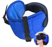 Oreiller De Voyage,Oreiller Cervical Avec Masque Pour Les Yeux,Oreiller D'avion Pour Long Vol,Oreiller De Voyage Pour Voiture,Appui-Tête De Voiture,Bleu