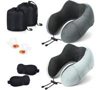 Oreiller De Voyage, Oreiller Cervical En Mousse À Mémoire De Forme, Coussin De Support Cervical Essentiel Pour Voyager, Sac De Transport Inclus, Bouchons D'oreille Et Masque De Sommeil