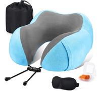 Oreiller De Voyage, Oreiller Cervical En Mousse À Mémoire De Forme, Coussin De Support Cervical Essentiel Pour Voyager, Sac De Transport Inclus, Bouchons D'oreille Et Masque De Sommeil