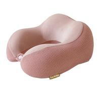 Oreiller de voyage - Oreiller de nuque pour voyage, oreiller de soutien portable en mousse à mémoire de forme, confortable et léger, à emballage rapide pour le camping, coussin de repos (rose)