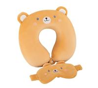 Oreiller de voyage pour enfants avec masque pour les yeux - Joli coussin de cou pour le voyage en mousse à mémoire de forme - Oreiller de voyage pour adultes et enfants - En avion - Voyage et camping