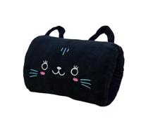 Oreiller d'hiver en peluche Suho pour enfants, chauffe-mains, coussin de bras, cadeau pour enfants (noir)