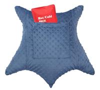 Oreiller d'hystérectomie en Forme d'étoile pour Chirurgie Abdominale avec 2 Poches, Oreiller d'hystérectomie Indispensable pour la récupération Post-Chirurgie, Coussin ventral à Pois Minky Bleu Denim