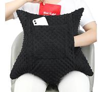 Oreiller d'hystérectomie en forme d'étoile pour chirurgie abdominale avec 2 poches, oreiller d'hystérectomie indispensable cadeau de récupération post-chirurgie, coussin de ventre ventral, noir à pois