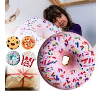 OREILLER Donut XXL 45 cm, Pop Corn, Pizza, Cookie Oreiller avec emballage cadeau , Matériel d'oreiller, Oreiller pour enfants (Donut XXL Rose)