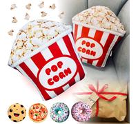 OREILLER Donut XXL 45 cm, Pop Corn, Pizza, Cookie Oreiller avec emballage cadeau , Matériel d'oreiller, Oreiller pour enfants (Pop Corn)