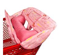 Oreiller doux attaché 2 en 1 pour chariot de courses et housse de chaise haute pour bébé, housse de chariot rembourrée en coton, style pliante, portable avec sac de transport (poisson rose)