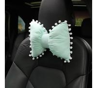 Oreiller du cou, oreiller du cou cervical Appui-tête de voiture doux, oreiller avec nœud papillon, coussin d'appui-tête de conduite en peluche
