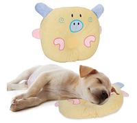 Oreiller en Forme d'animal pour Chiens, Motif Cochon Mignon (Jaune) | Matériau en tissu doux, adapté aux chats, parfait pour le soutien de la colonne cervicale