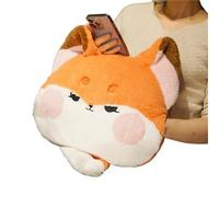 Oreiller en peluche main Coussin en peluche for pain grillé, kawaii, nourriture, cochon, lapin, renard, toast, poupée douce, chauffe-mains, décoration de la maison(35cm orange fox)