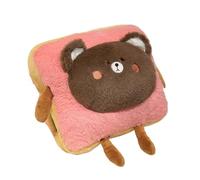 Oreiller en peluche main Coussin en peluche for pain grillé, kawaii, nourriture, cochon, lapin, renard, toast, poupée douce, chauffe-mains, décoration de la maison(33cm bear)
