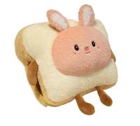 Oreiller en peluche main Coussin en peluche for pain grillé, kawaii, nourriture, cochon, lapin, renard, toast, poupée douce, chauffe-mains, décoration de la maison(33cm pink bunny)