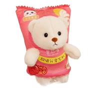 Oreiller en peluche main Pack de chips pommes terre créatif dessin animé Lina Bear Panda chauffe-mains oreiller 2 en 1 mignon ours(Red bear)