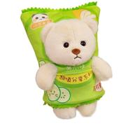 Oreiller en peluche main Pack de chips pommes terre créatif dessin animé Lina Bear Panda chauffe-mains oreiller 2 en 1 mignon ours(Green bear)