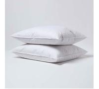 HOMESCAPES Oreiller en Plumes de Canard 60x70 cm, Lot de 2 oreillers rectangulaire, Oreiller Naturel Souple Hypoallergénique Anti-acariens