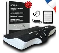 oreiller ergonomique cervical , coussin à mémoire de forme ,OFFERT: eBook + Masque + Boules Quies, oreillers anti-ronflement , redresseur cervical douloureuses, coussin orthopédique, 60 x 33 x 12/7cm