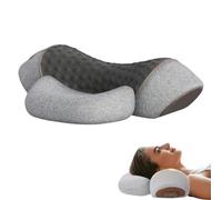 Oreiller Ergonomique Cervical,Oreiller Orthopédique,Coussin Cervical 3-en-1 Massage & Chauffant,Traction Cervicale 26°,Mousse Mémoire de Forme,USB Portable pour Bureau & Voyage Anti-stress(Gris)