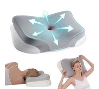 Oreiller Ergonomique Cervical,Soulage Douleur Cervicales Coussin Cervicale | Adapté aux Dormeurs Côté/Dos/Ventre, Housse Lavable(60x37x12cm)