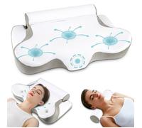 Oreiller Ergonomique Cervical - TOPESCT - Mémoire de Forme - Refroidissement Orthopédique - 60x34cm - Gris/Blanc