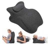 Oreiller Ergonomique en Mousse Mémoire, Original Coussin Couple Polyvalent pour Dormir, Lire ou S'asseoir, Soutien Dorsal, Surélévation des Jambes, Housse Amovible et Lavable (Grande Taille, Gris)